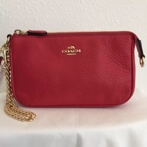 Coach Pink Leather Wristlet w/Chain